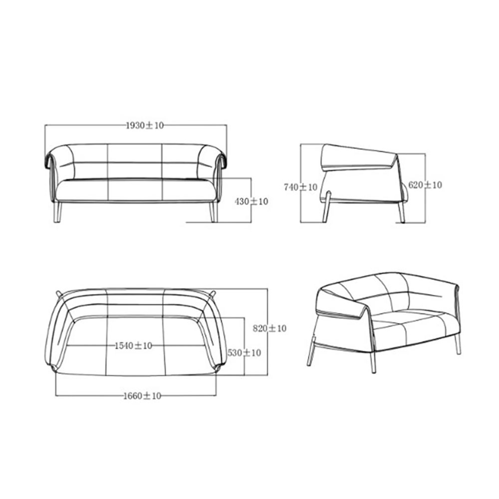 Диван тройка RFG Megan дамаска черен